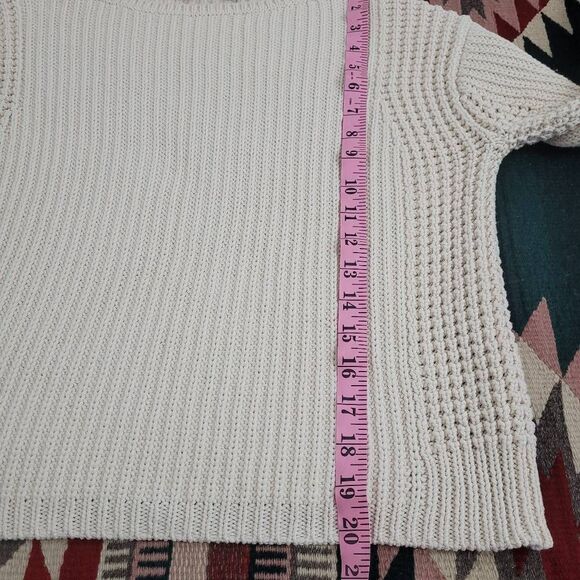 Vince Italian Cotton Waffle Stitch Sweater Sz S Beige Cream Thick Minimalist - Picture 11 of 11